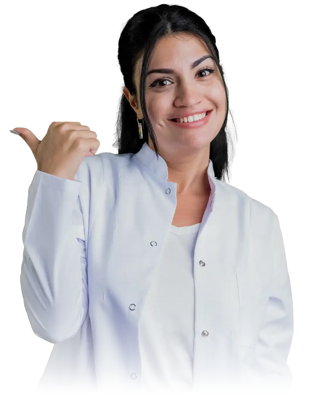 medica-apontanto-para-o-lado-sorrindo medica-apontanto-para-o-lado-sorrindo