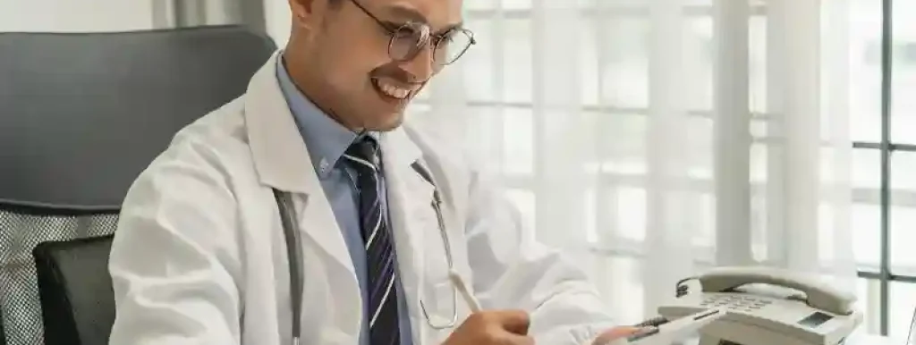 médico-sentado-em-sua-mesa-analisando-documentos-e-papeis médico-sentado-em-sua-mesa-analisando-documentos-e-papeis